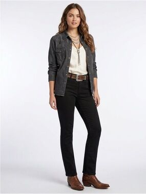 Melanie Lyne Black Rhinestone Western Jeans Highrise Size 8  Cotton